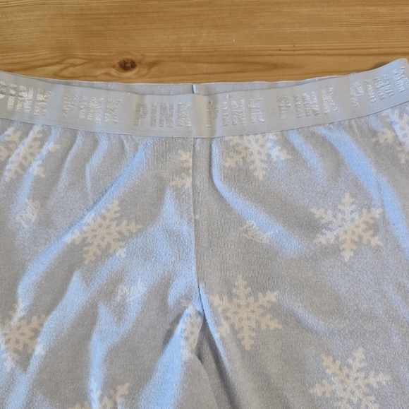 PINK Victoria's Secret Pajama Bottoms - Light Blue Snowflake - Picture 5 of 12